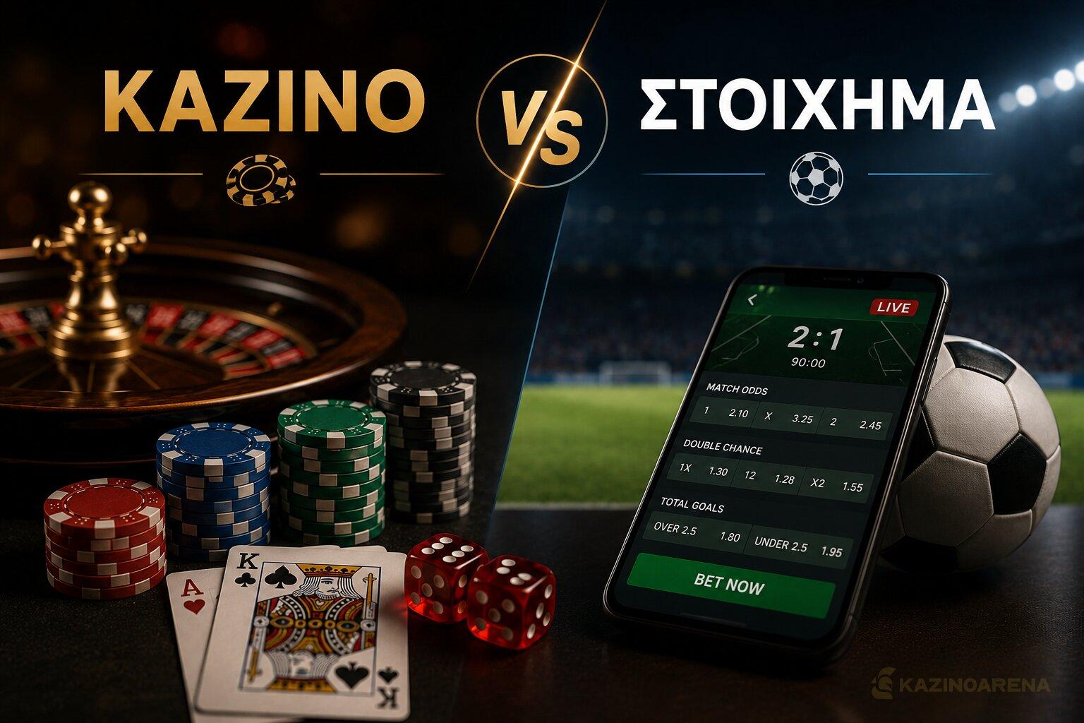 Καζίνο vs Στοίχημα – Αναλυτική σύγκριση για τον Έλληνα παίκτη