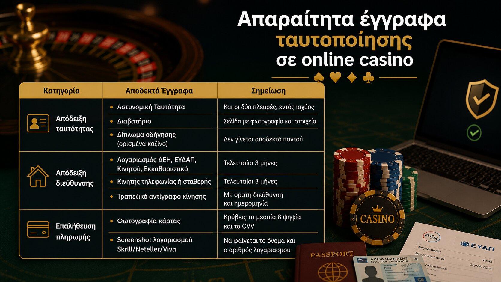 Απαραίτητα έγγραφα ταυτοποίησης σε online casino