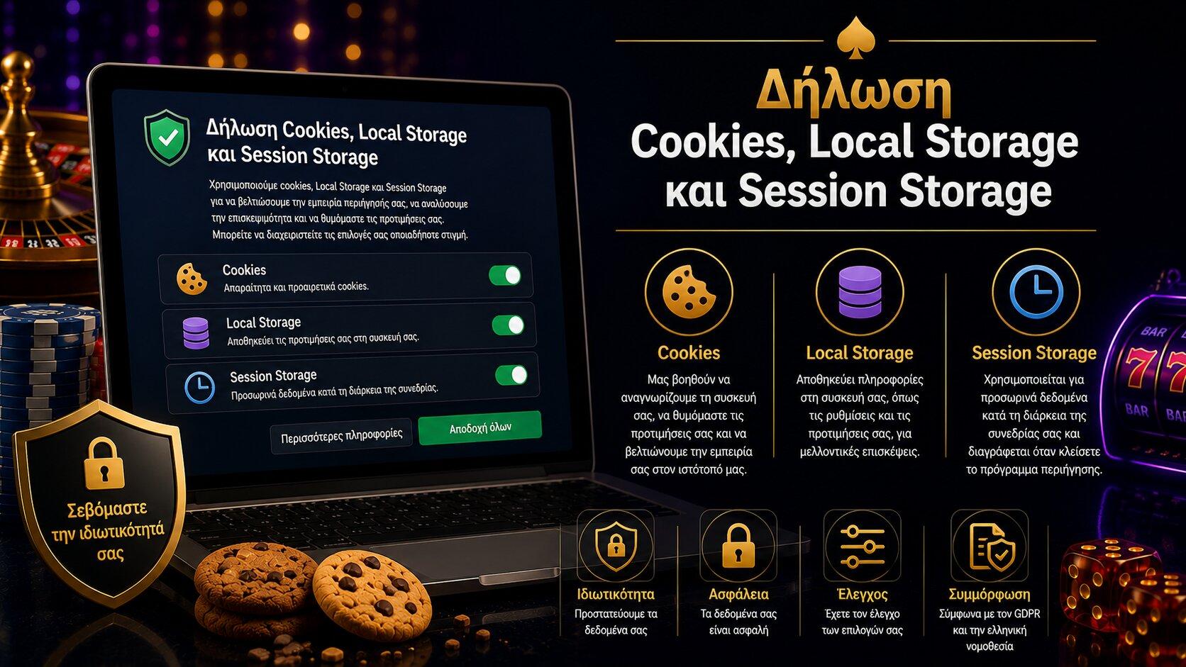 Δήλωση Cookies, Local Storage και Session Storage
