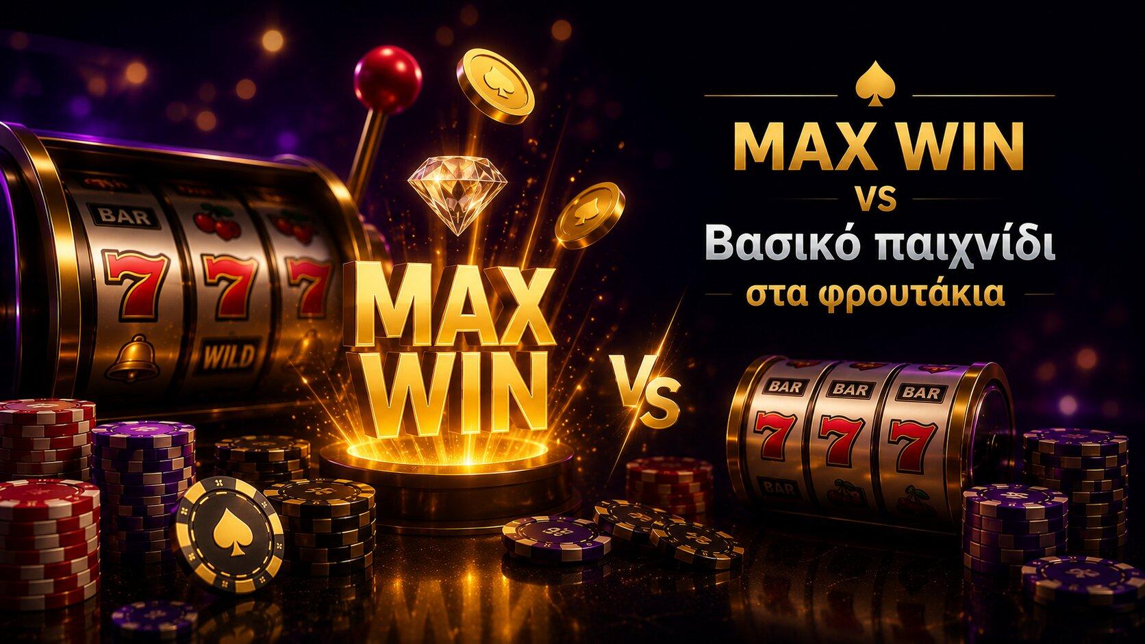 Max Win vs Βασικό παιχνίδι στα φρουτάκια